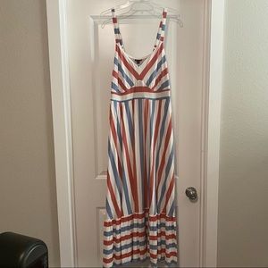 Torrid Super Soft Red & Blue Tiered Maxi Dress